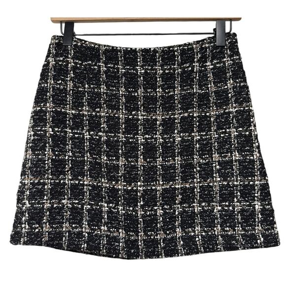 Abercrombie and Fitch Black White Tweed Skort Size Small Mini Short Academia - Picture 1 of 6